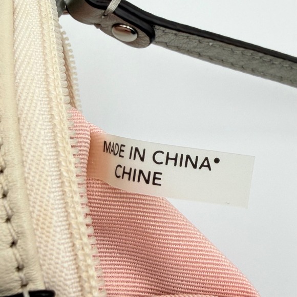 Coach Ivory Pearl Leather Wristlet Small Mini Bag Silver Metallic Trim Pleated - Picture 9 of 9